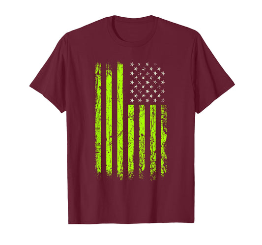 Green Stars & Stripes.American USA Flag Green Color Graphic T-Shirt