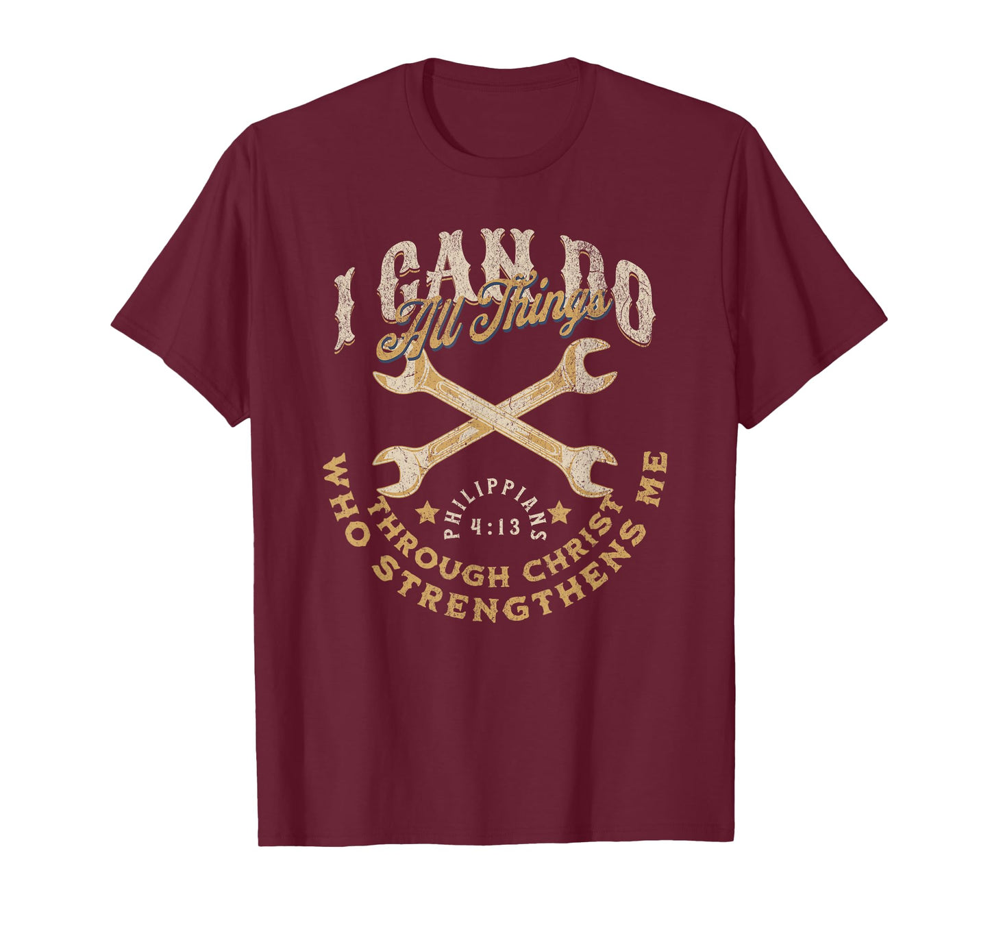 Cool Classic Car Mechanic Wrench Bible Scripture Verse Faith T-Shirt