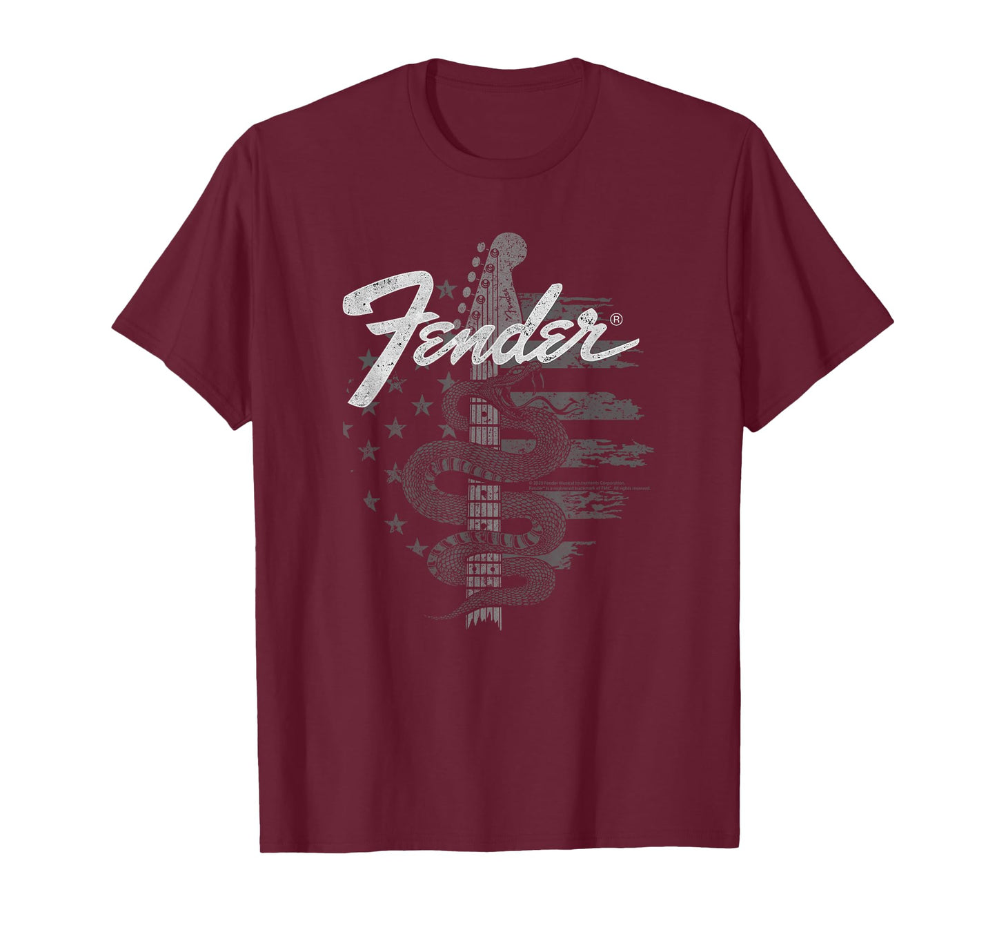 Fender Snake American Flag Guitar Rock T-Shirt
