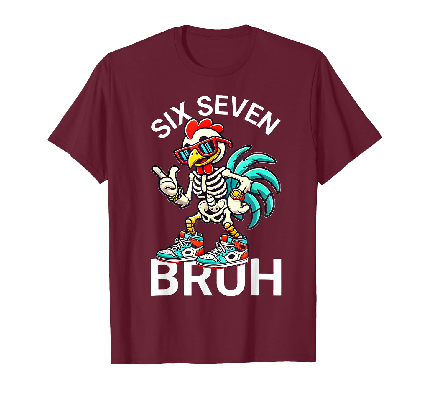 67 Halloween Meme 6 7 Chicken Skeleton Six Seven Funny Bruh T-Shirt