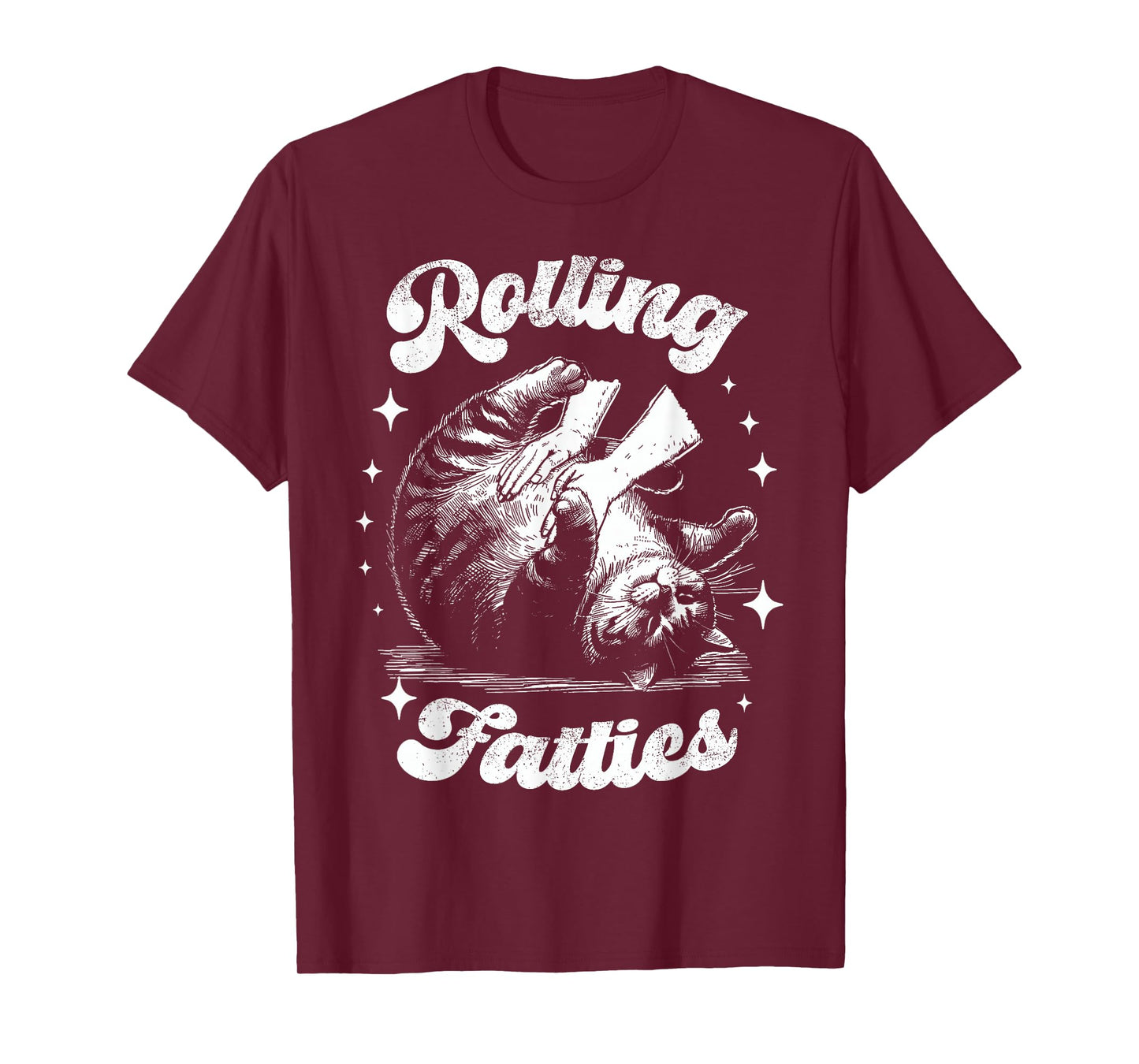 Retro Funny Rolling Fatties Vintage Sarcastic Cat Meme T-Shirt