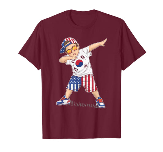 Half American Half Korean USA Flag South Korea America T-Shirt