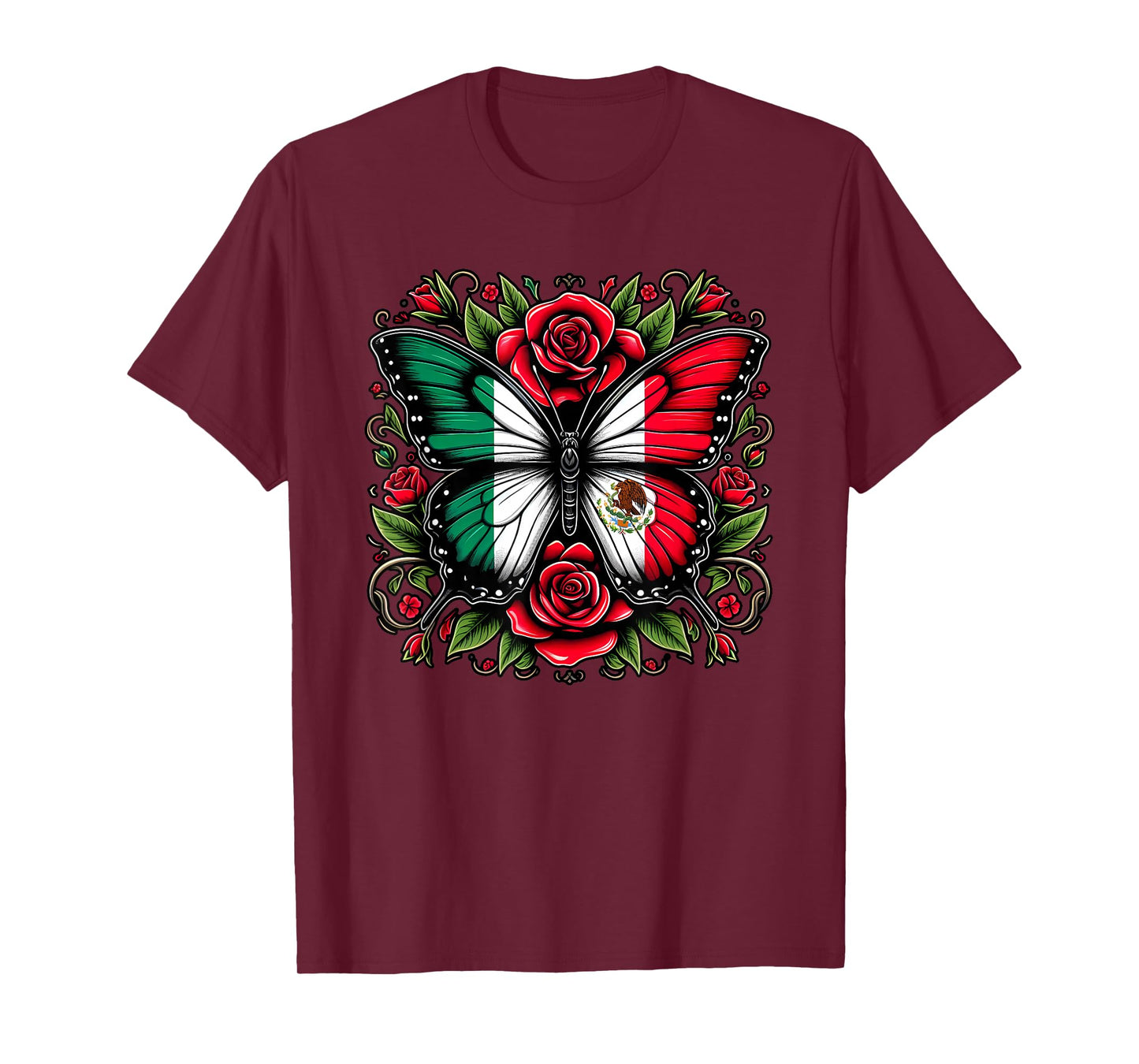 Mexican Independence Day Tee | Mexico Butterfly Flag Women's T-Shirt