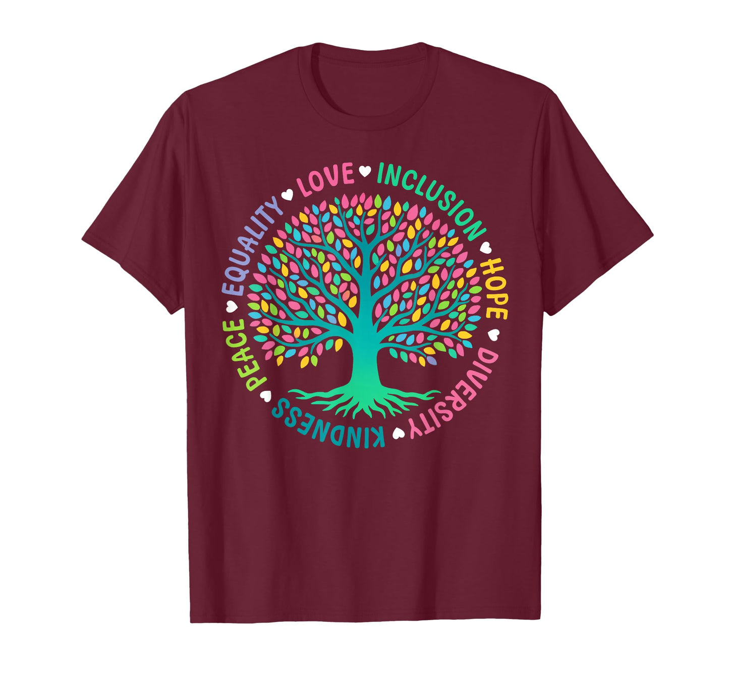 Tree of Life Kindness Peace Inclusion Love Diversity Retro T-Shirt