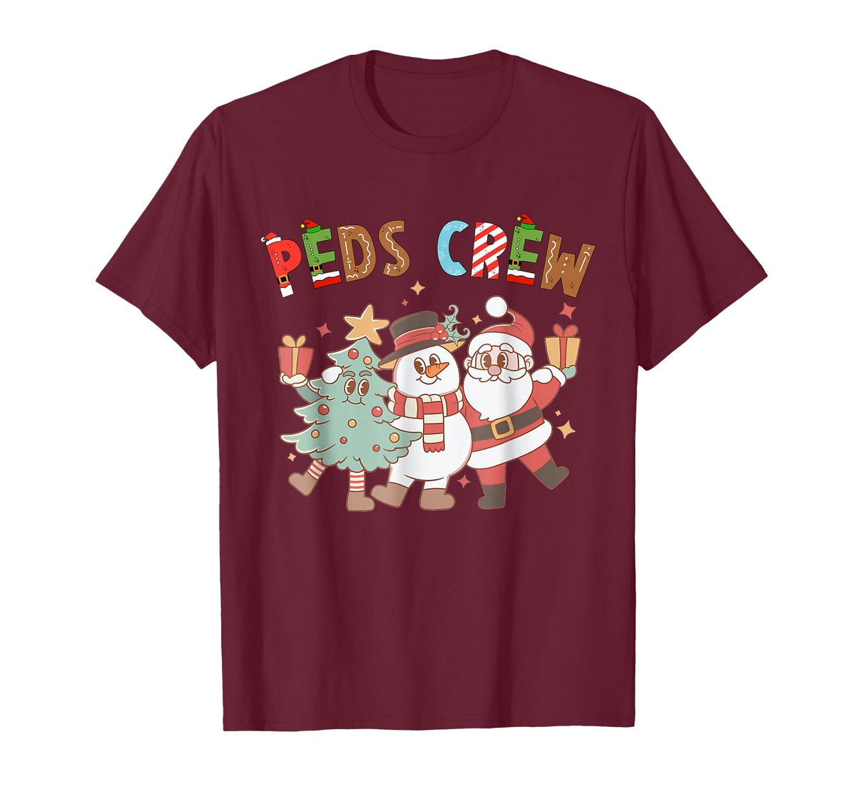 Retro Peds Crew Christmas Pediatric Nurse Nursing Group T-Shirt