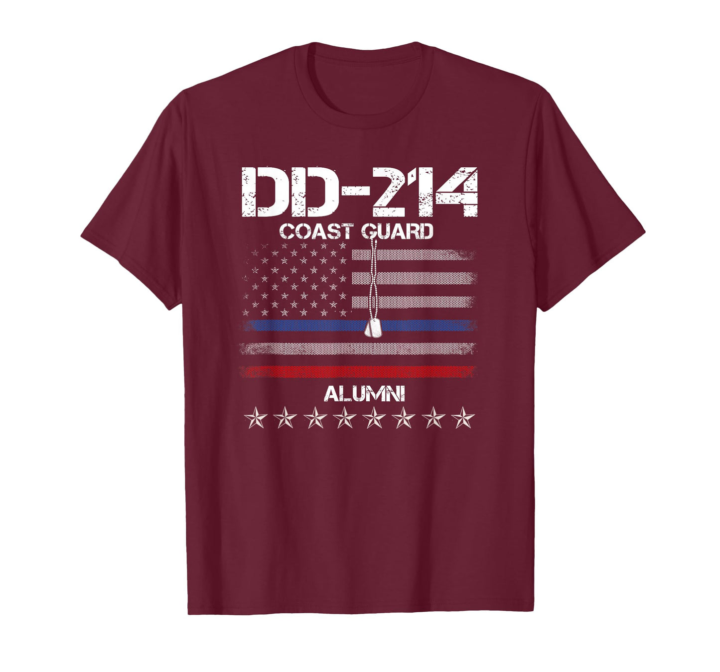DD-214 US Coast Guard Alumni Tee USCG American Flag Vintage T-Shirt