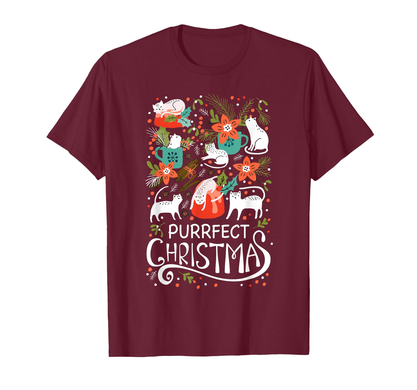 Cute Purrfect Christmas Cat Xmas Tshirt Cat Lover Gift Men Women Kids T-Shirt