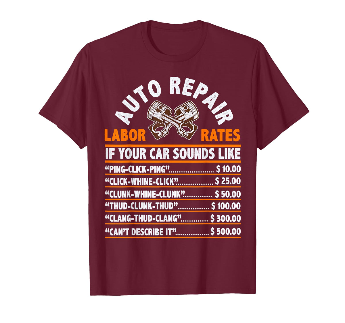 Funny Auto Mechanic Hourly Rate Car Mechanic Labor Rates T-Shirt