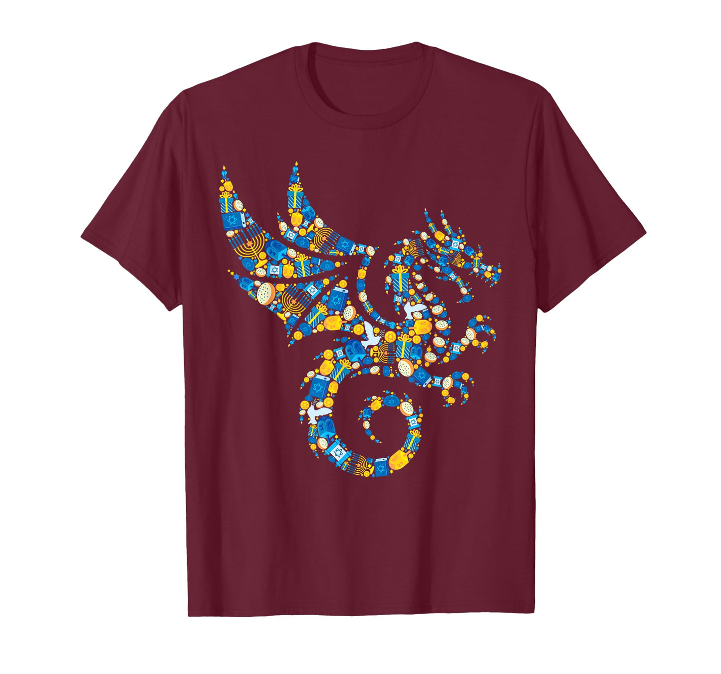 Funny Dragon Menorah Dreidel Happy Hanukkah Chanukah Pajamas T-Shirt
