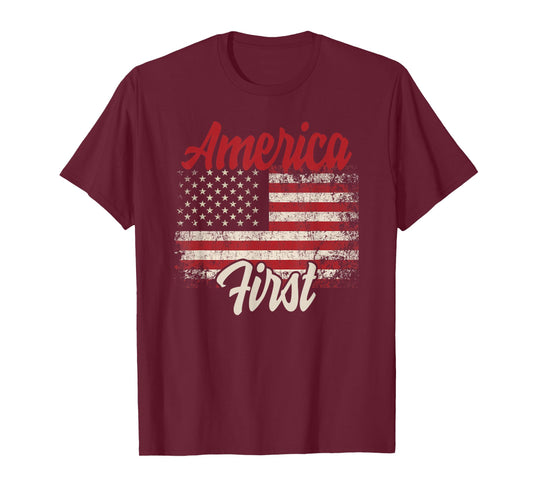America First Veteran National Pride American Flag T-Shirt