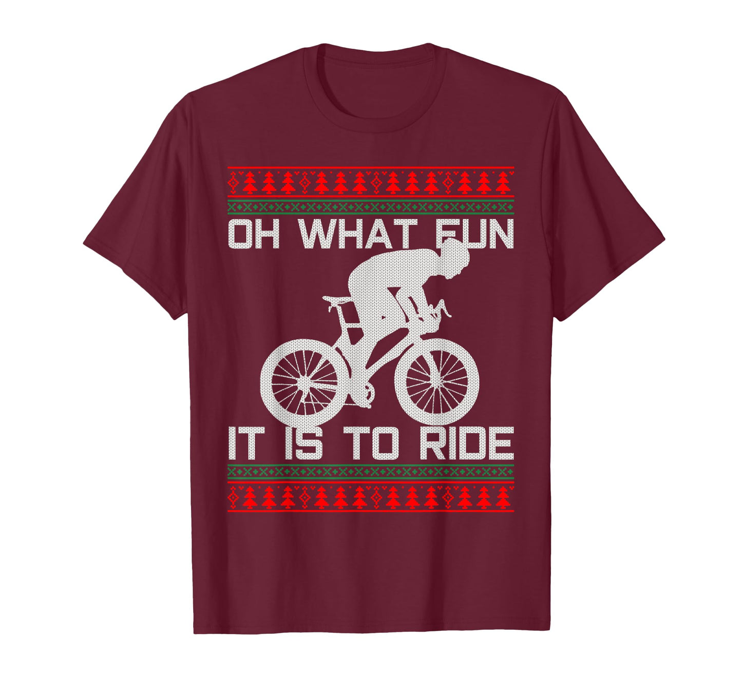 Cyclist Gift - Oh What Fun Ugly Christmas Cycling Road Bike T-Shirt