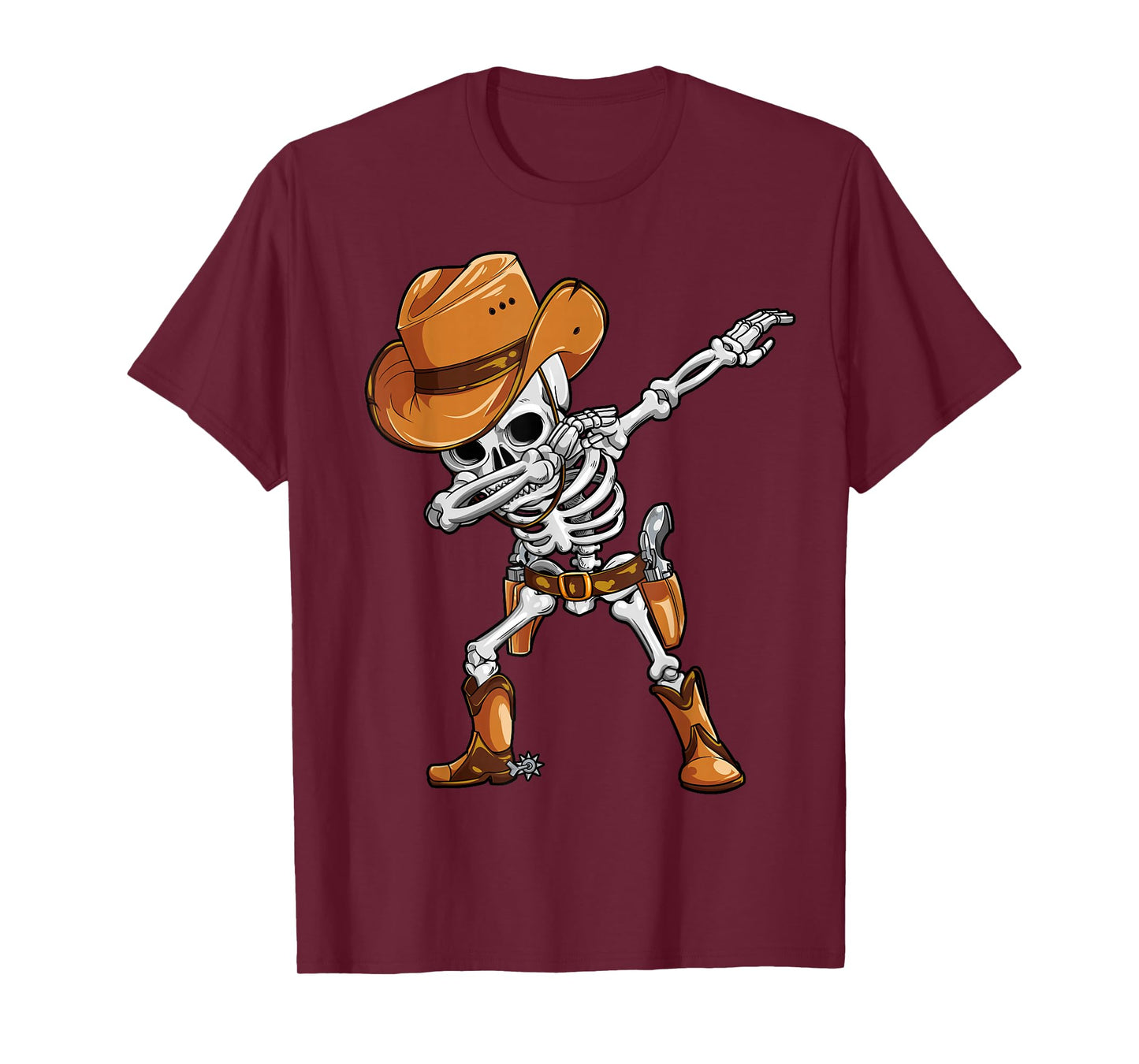 Dabbing Skeleton Cowboy Halloween Boys Men Funny Dab Dance T-Shirt