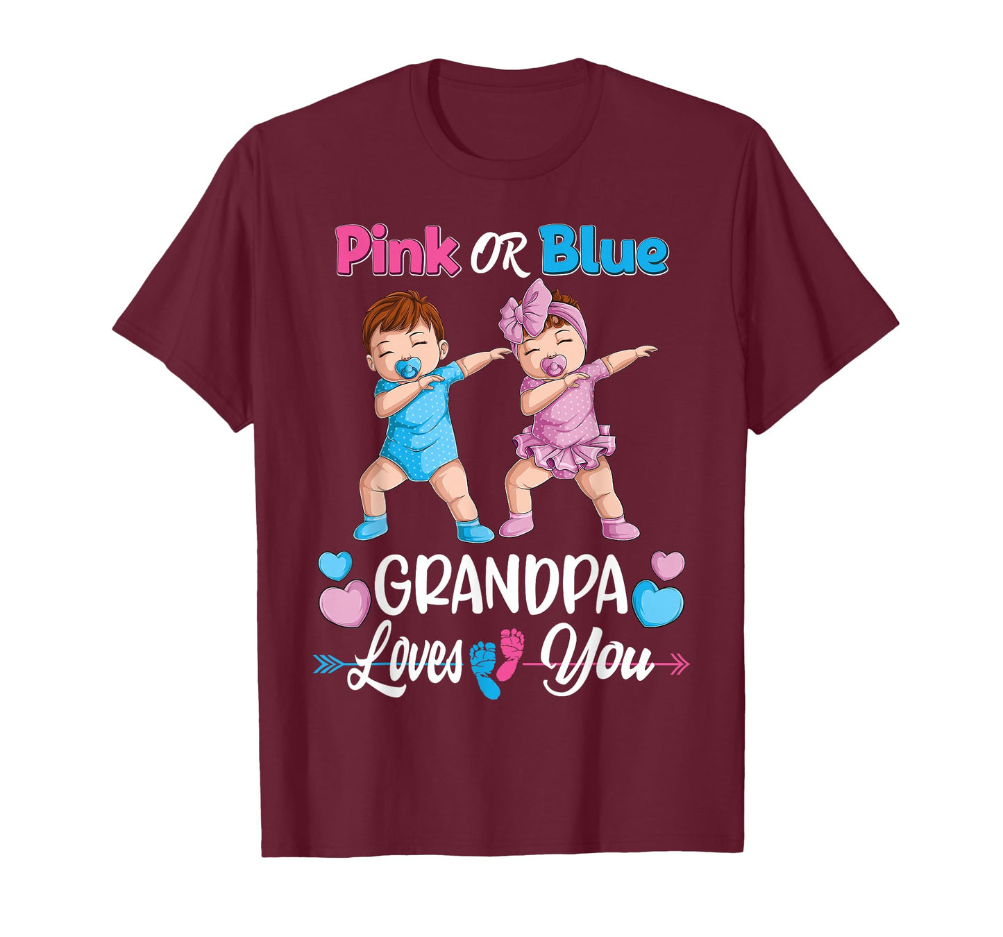 Pink Or Blue Grandpa Loves You Baby Gender Reveal Party Men T-Shirt