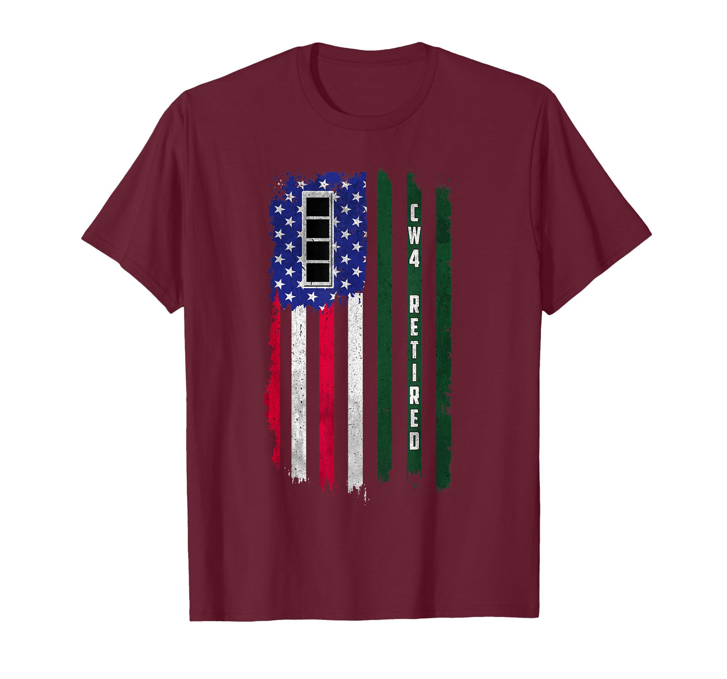 Retired W4 Chief Warrant Officer CW4 Rank American Flag Papa T-Shirt