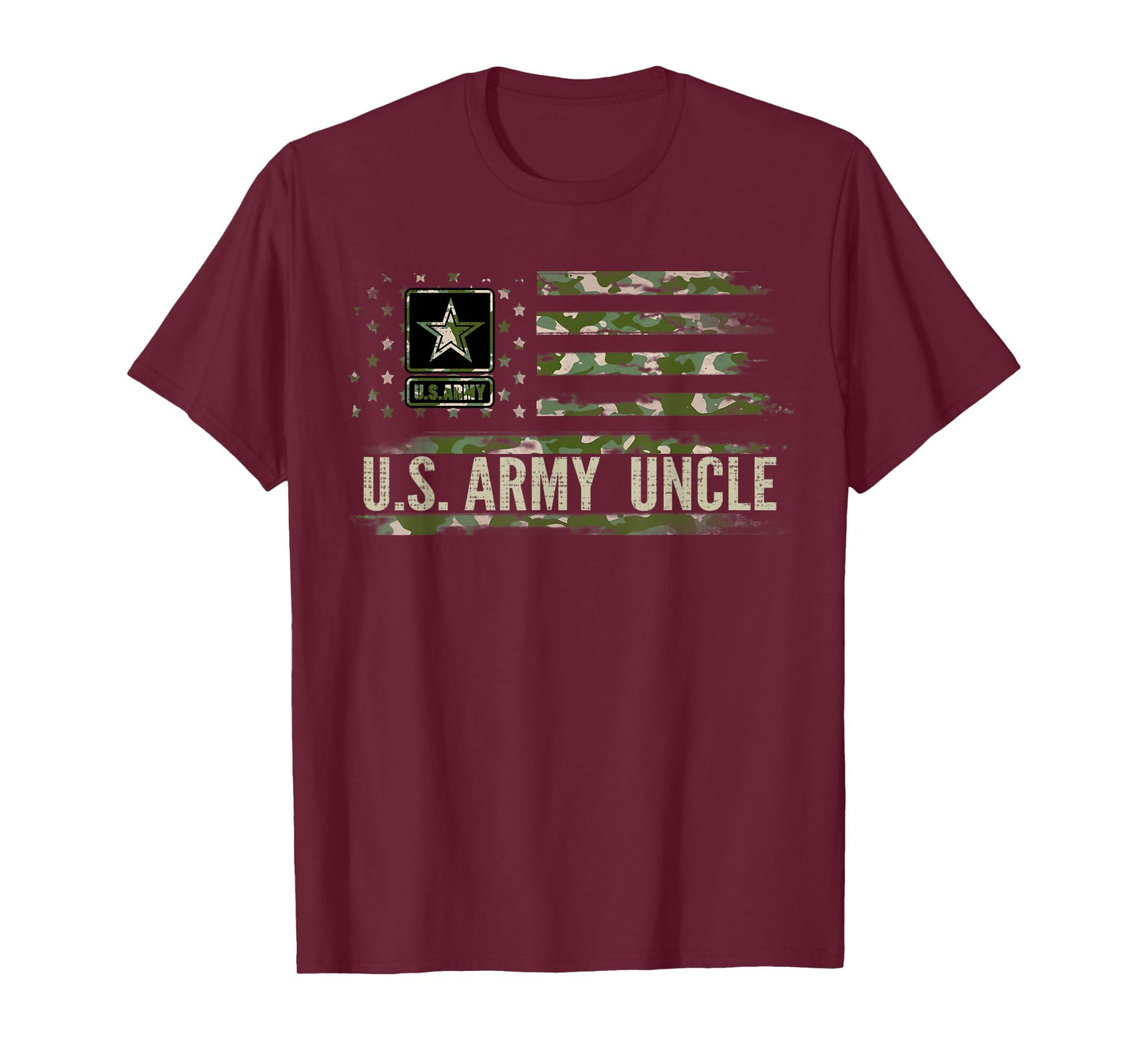 Vintage U.S Army Uncle With Camo American Flag Veteran Gift T-Shirt