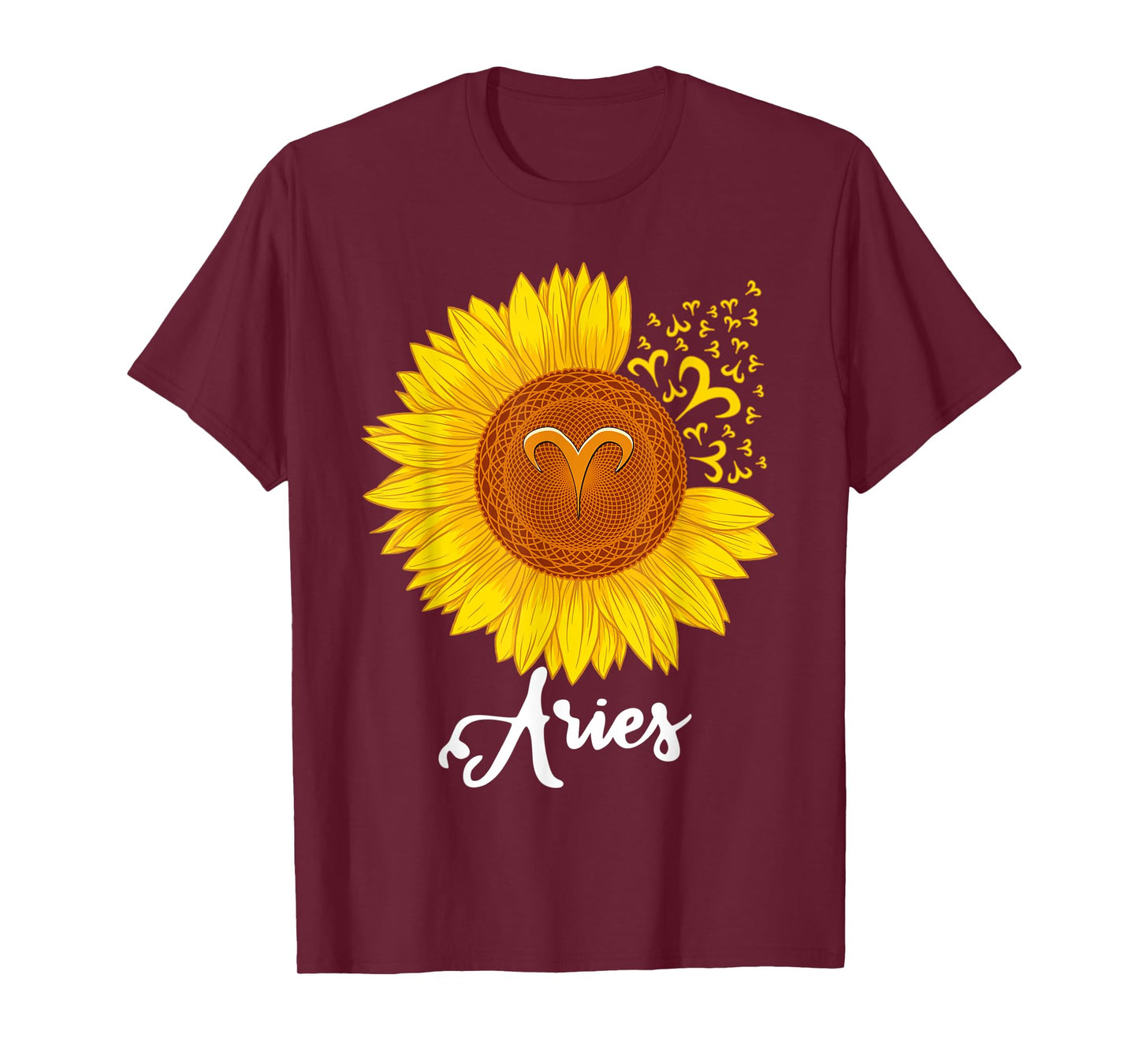 Aries Sunflower Zodiac Sign Floral Astrology Women T-Shirt