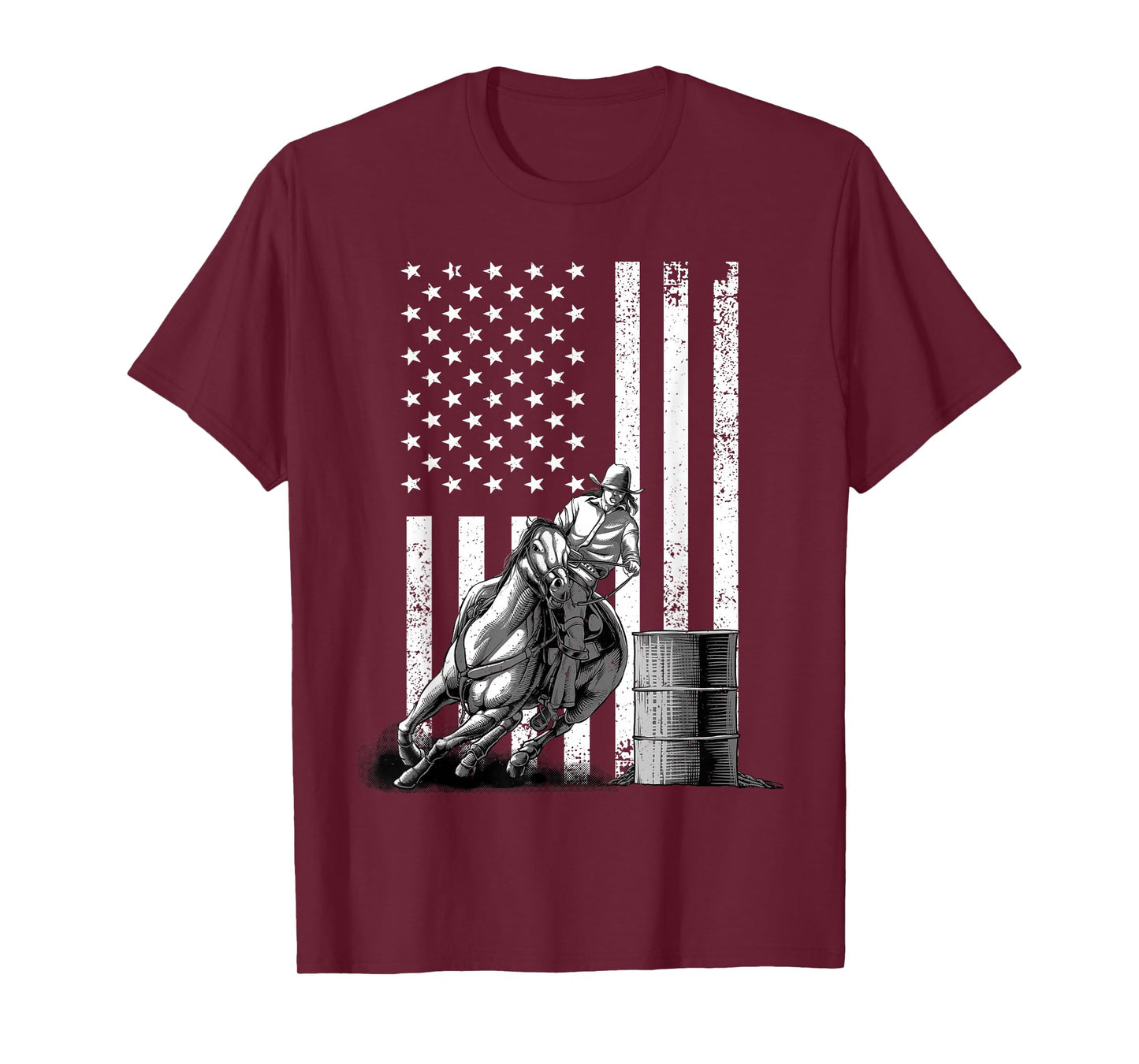 Cool Barrel Racing for Men Women Barrel Racer Rodeo US Flag T-Shirt