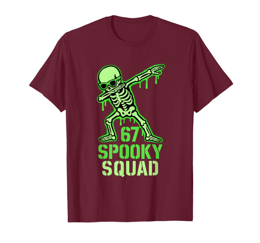 67 Meme Halloween Skeleton 6 7 Brainrot Six Seven Kids Boys T-Shirt