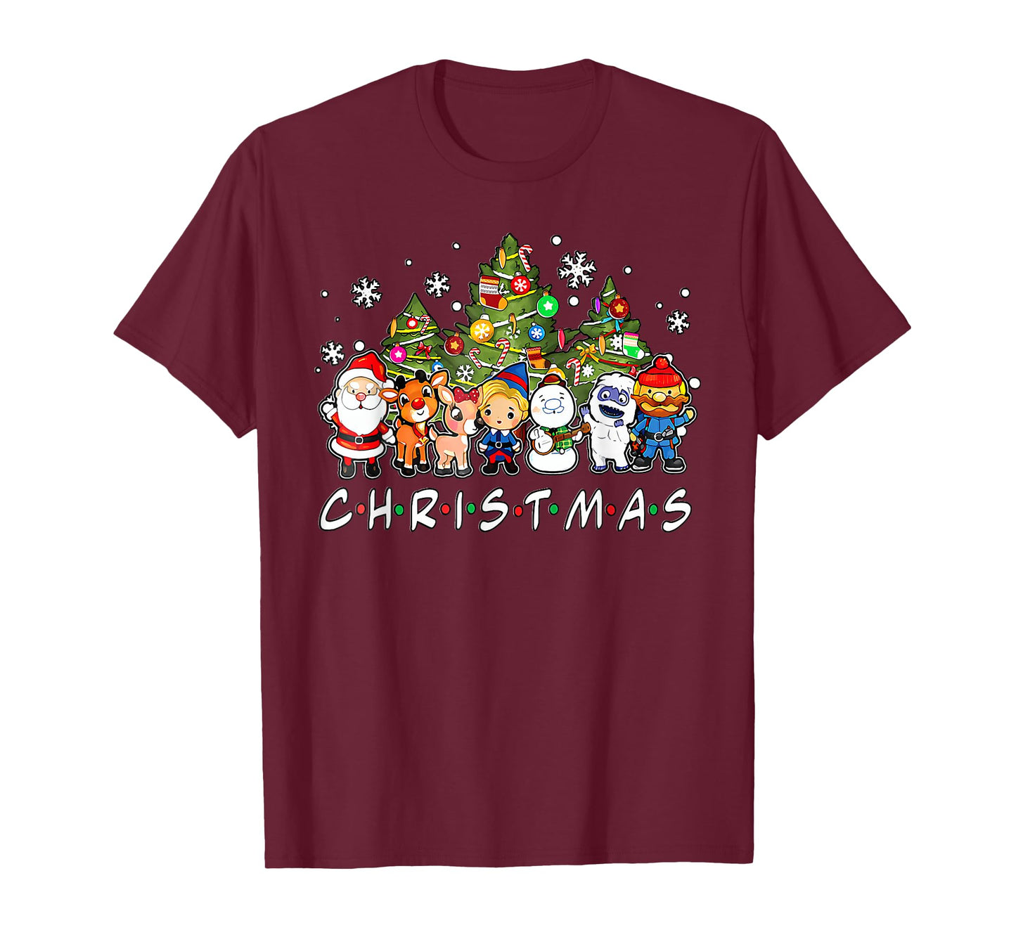 Christmas Santa Friends Rudolph Snowman Family Xmas Pajamas T-Shirt