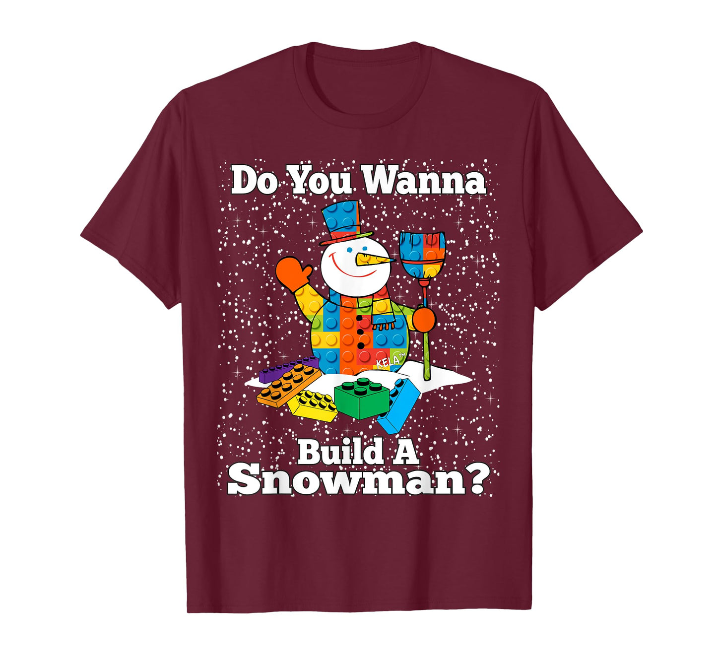 Building A Snowman Brick Toys Christmas TShirt Boys Girls T-Shirt