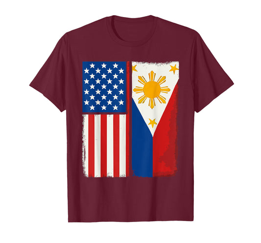 Half Filipino Half American USA Flag Philippines America T-Shirt