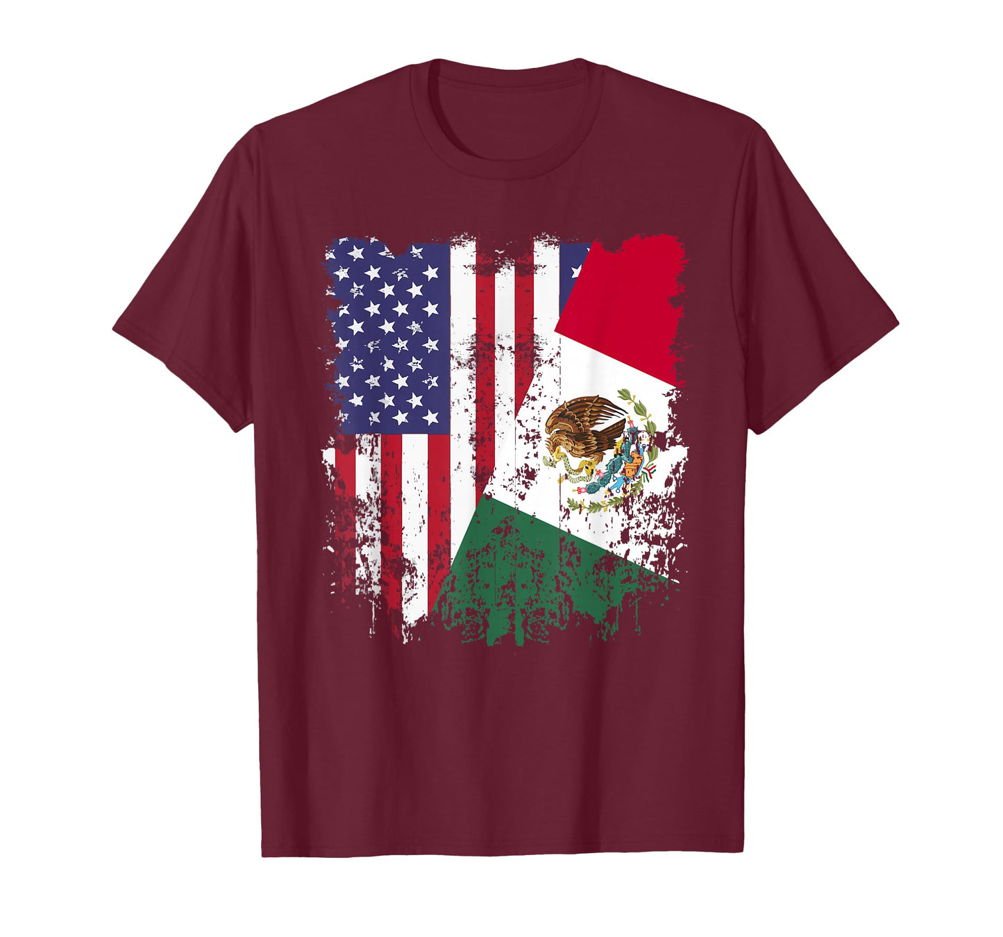 Mexican Roots Half American Flag Mexico Flag T-Shirt
