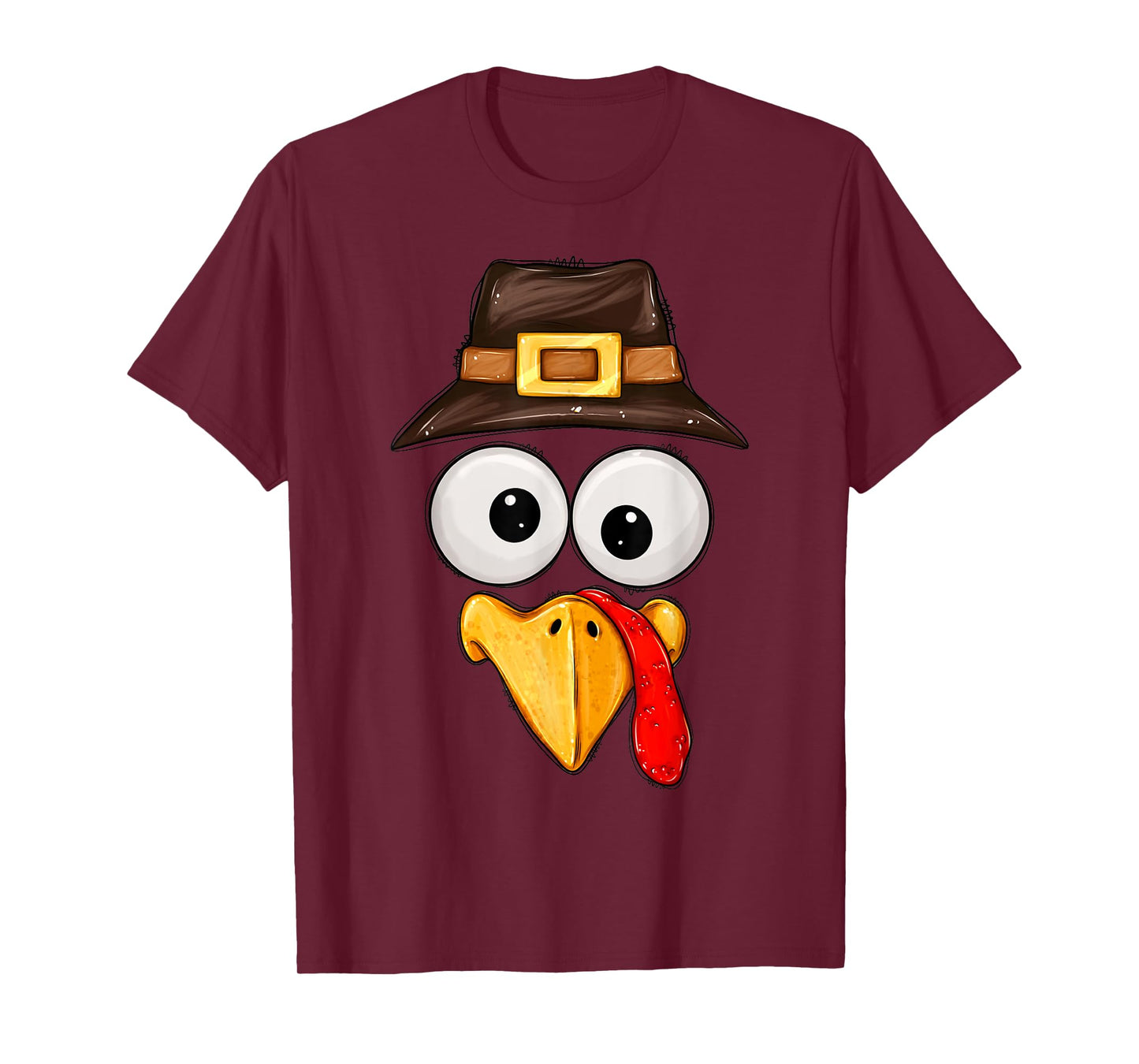 Cute Turkey Face Glasses Boys Kids Mens Thanksgiving Family T-Shirt