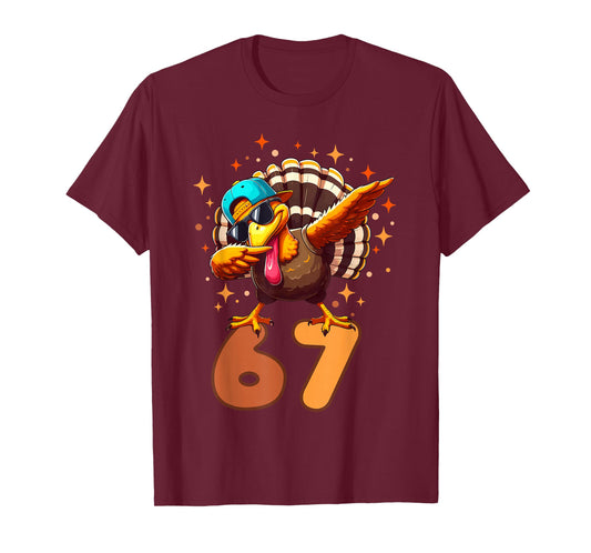 Funny Turkey Dab 67 Six Seven Thanksgiving Meme Brainrot T-Shirt