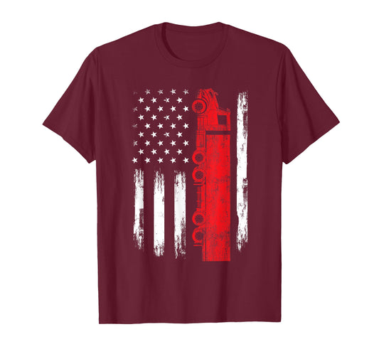 American Flag Truck - Semi Truck Driver Trucking Trucker T-Shirt