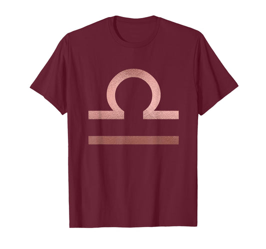 Rose Gold Libra Scales Symbol Zodiac Star Sign T-Shirt T-Shirt