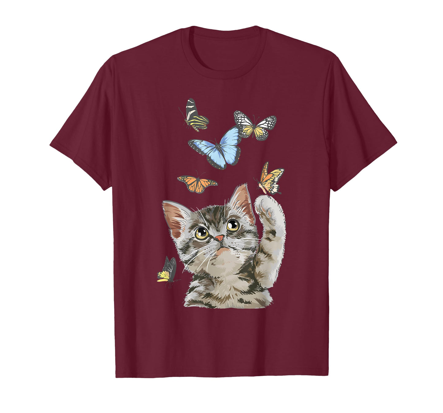 cute Kitty cat playing butterflies for lover cats kitten T-Shirt