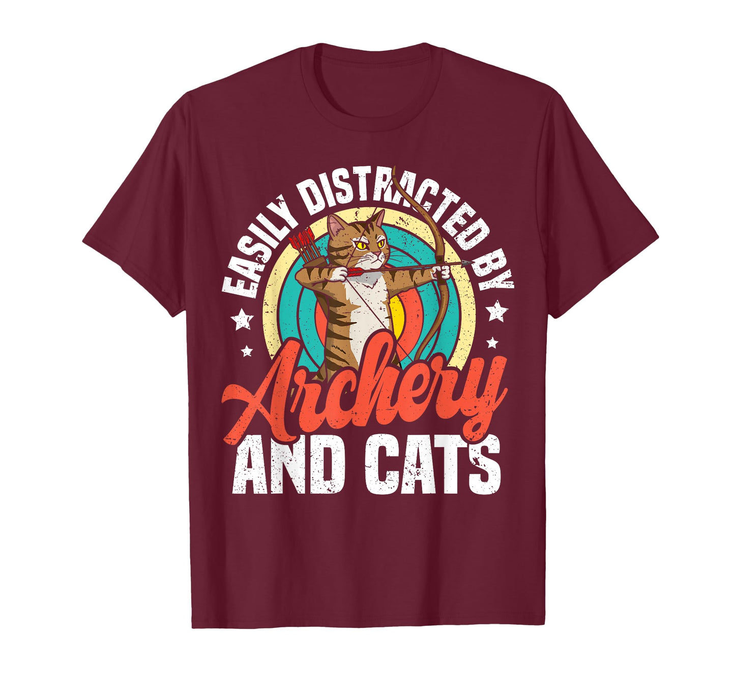 Funny Cat Parent Easily Distracted By Archery And Cats T-Shirt