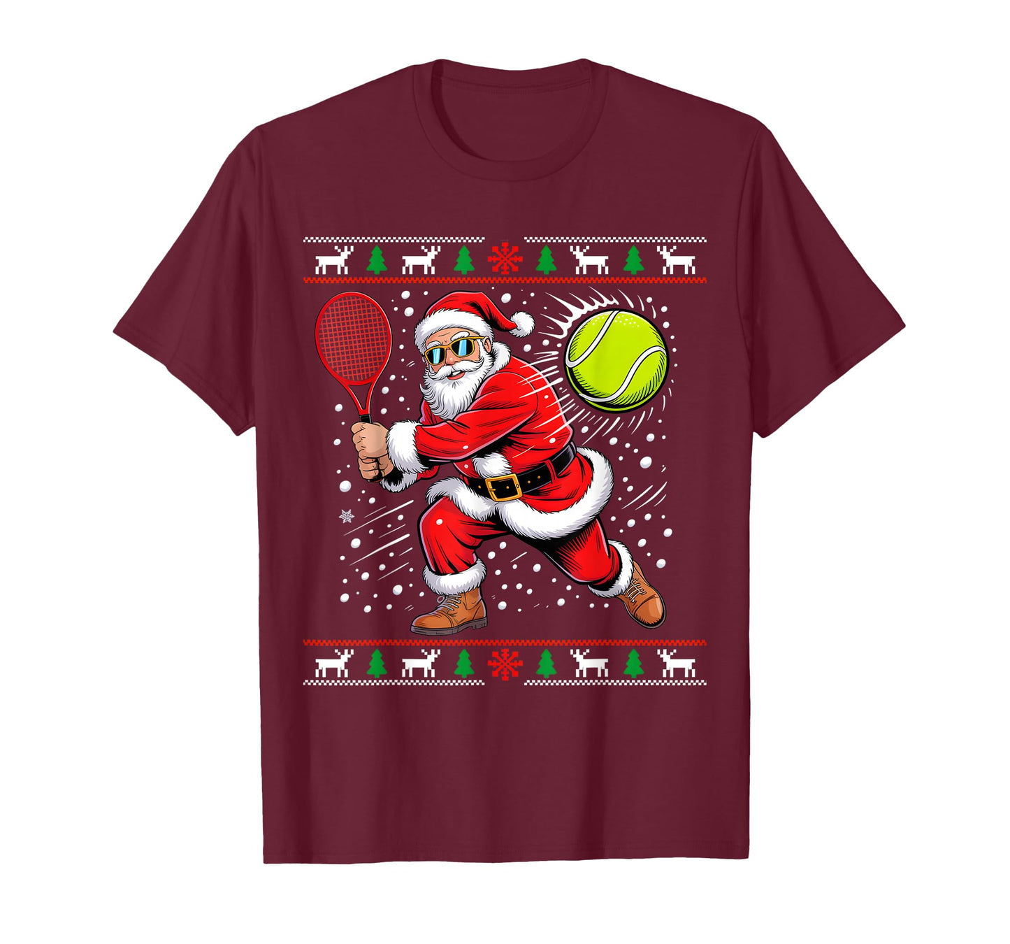 Santa Tennis Player Christmas Xmas Funny Holiday Men Women T-Shirt