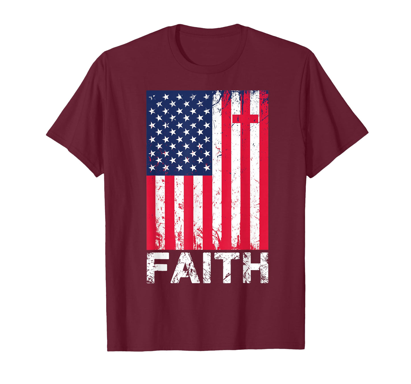 Patriotic Christian Faith Love Jesus American Flag Cross T-Shirt