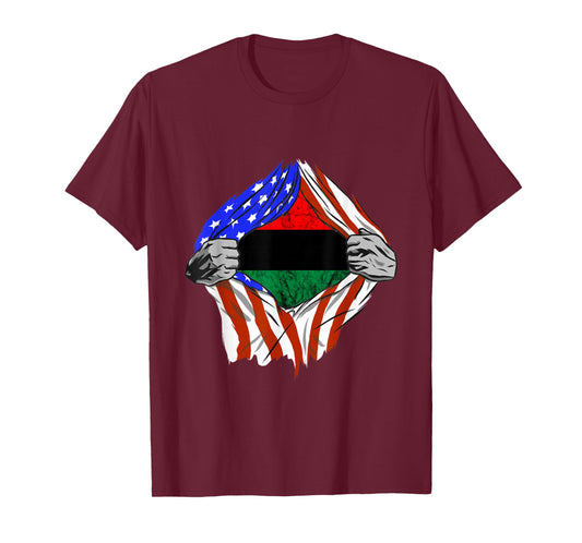Afro American Breast Pan African Union Flag Afro American T-Shirt
