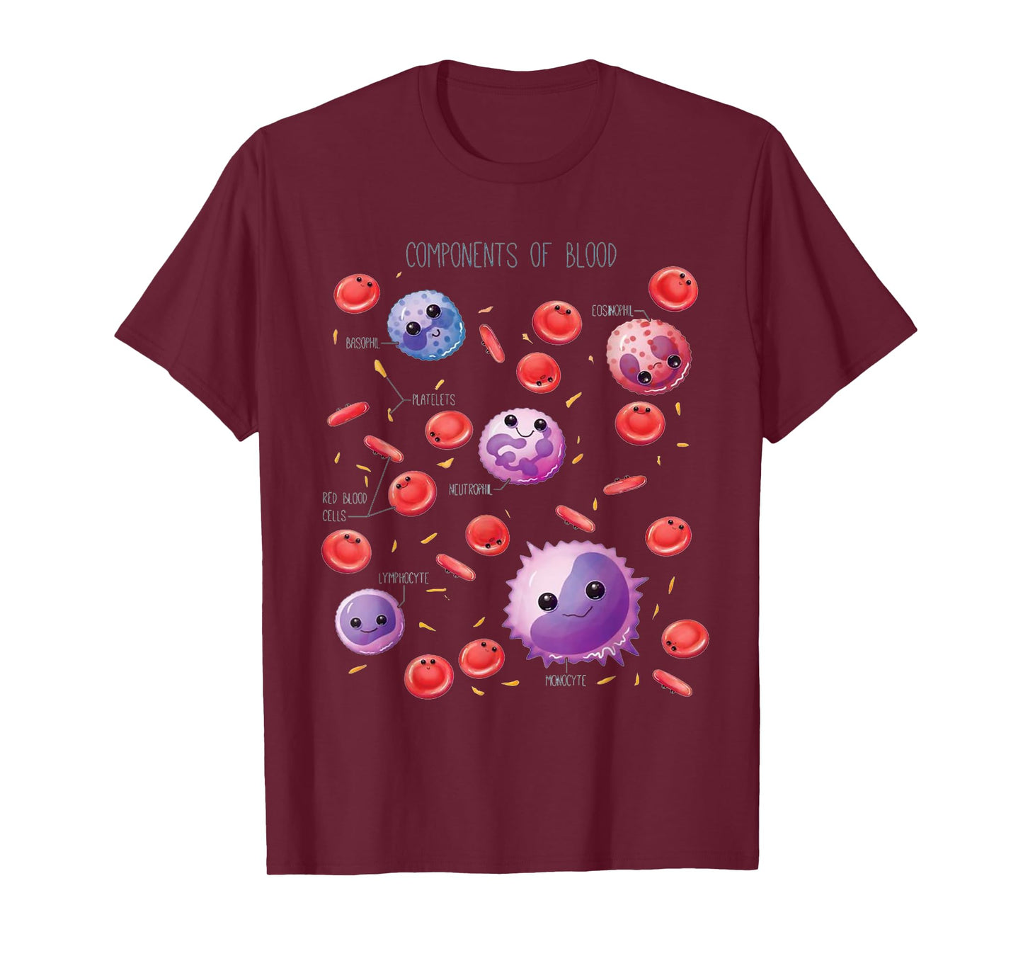 Cute Funny White And Red Blood Cells Components Of Blood T-Shirt