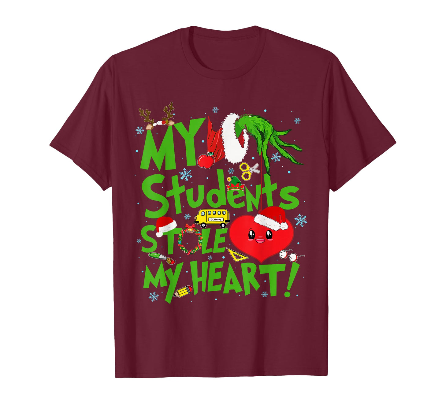 My Students Stole Teacher My Heart Holiday Merry Christmas T-Shirt