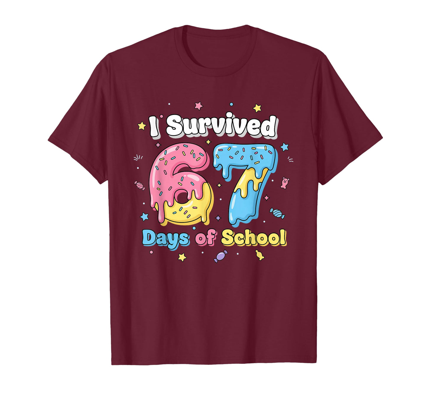 Funny 67 Meme Teachers Students I Survived 67 Days of School T-Shirt