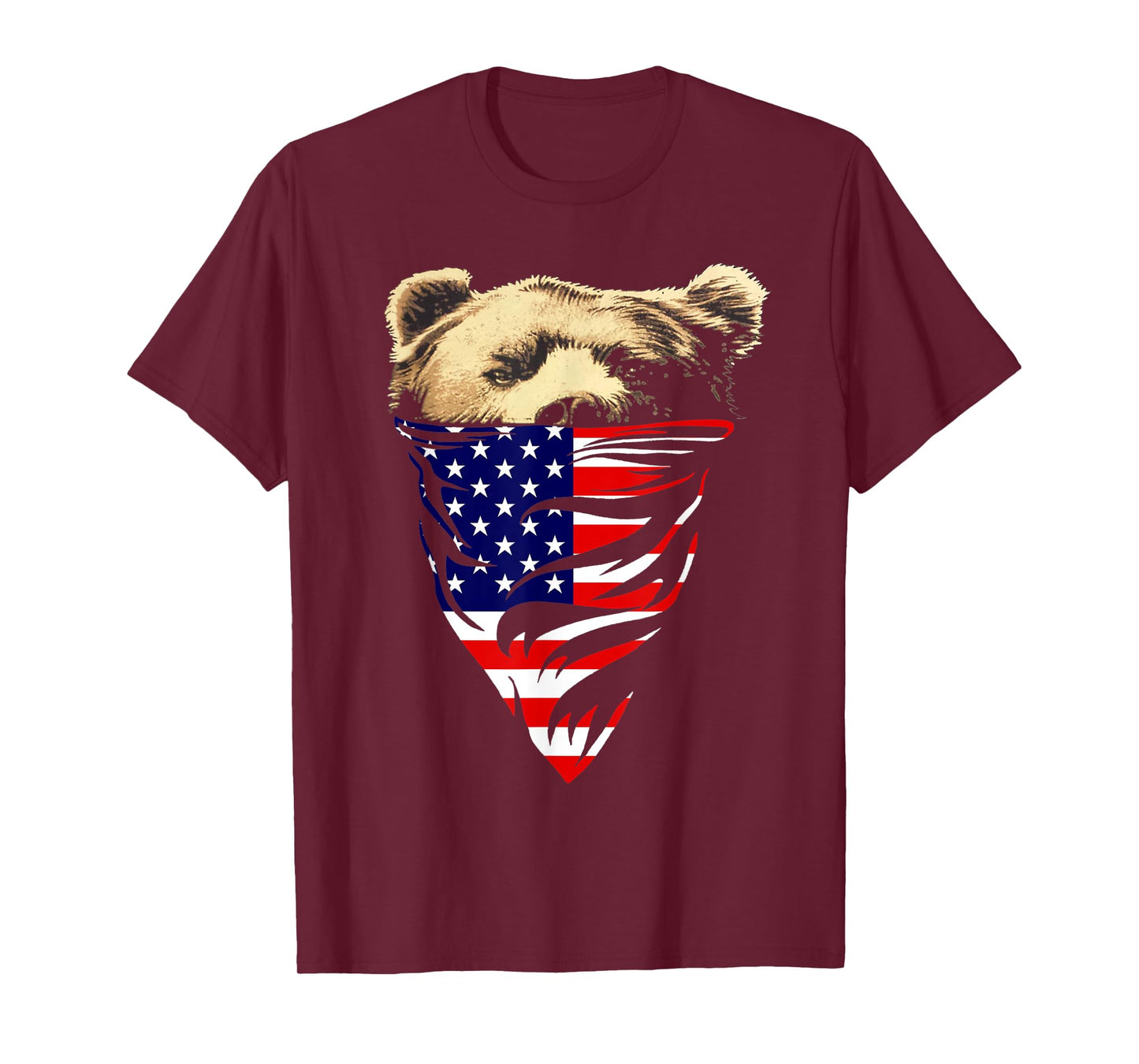 American USA Flag Patriot Bandana Bear Women Men T-Shirt