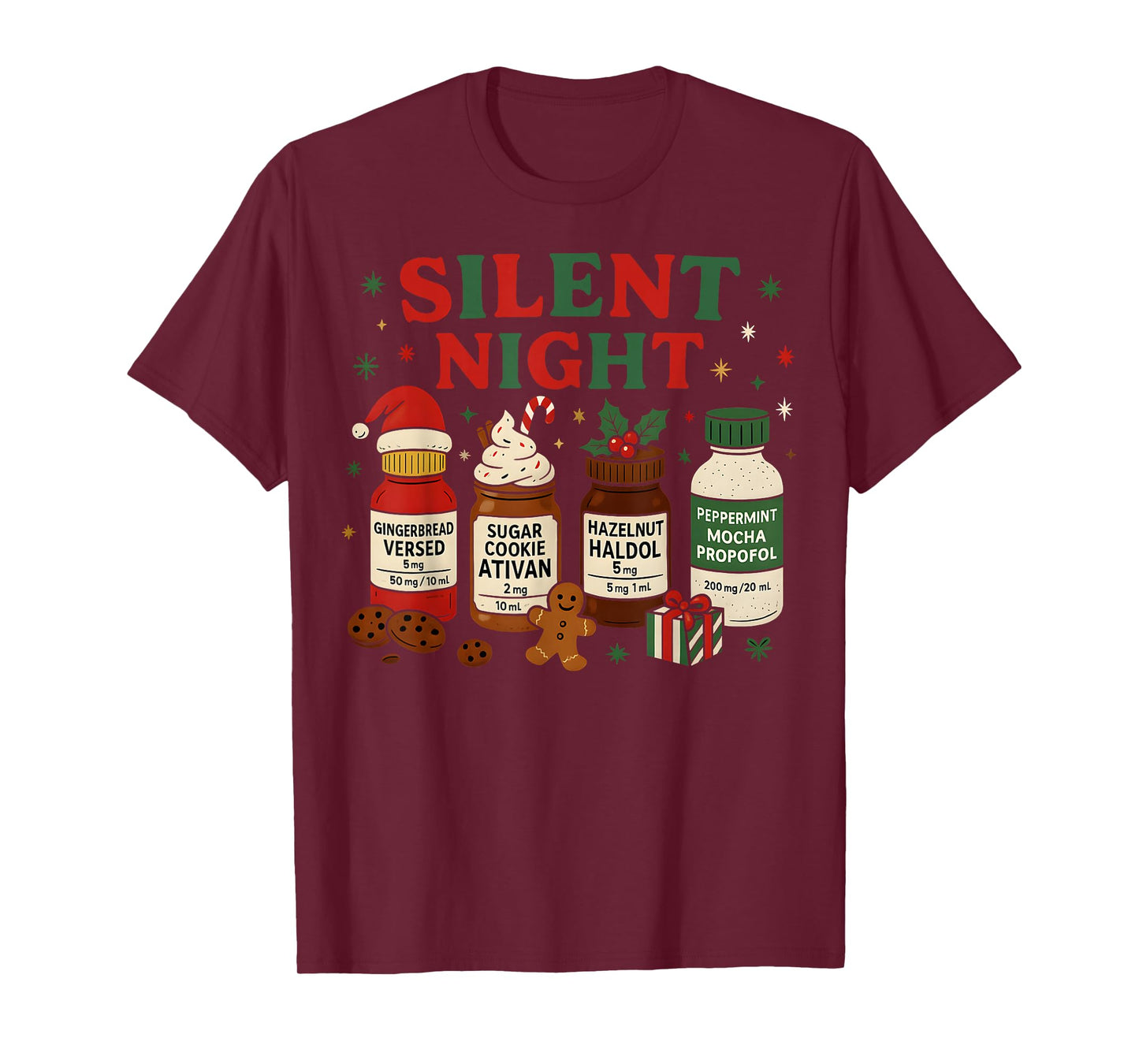 Silent Night Propofol ICU Nurse Funny Christmas Medical Xmas T-Shirt