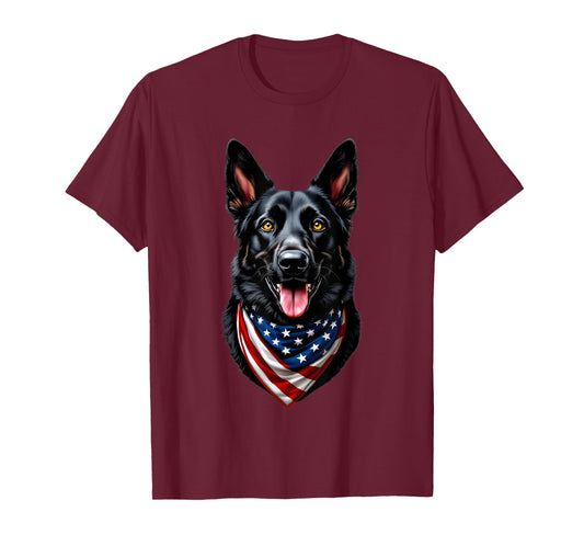 Black German Shepherd USA Flag 4th of July German Shepherd T-Shirt