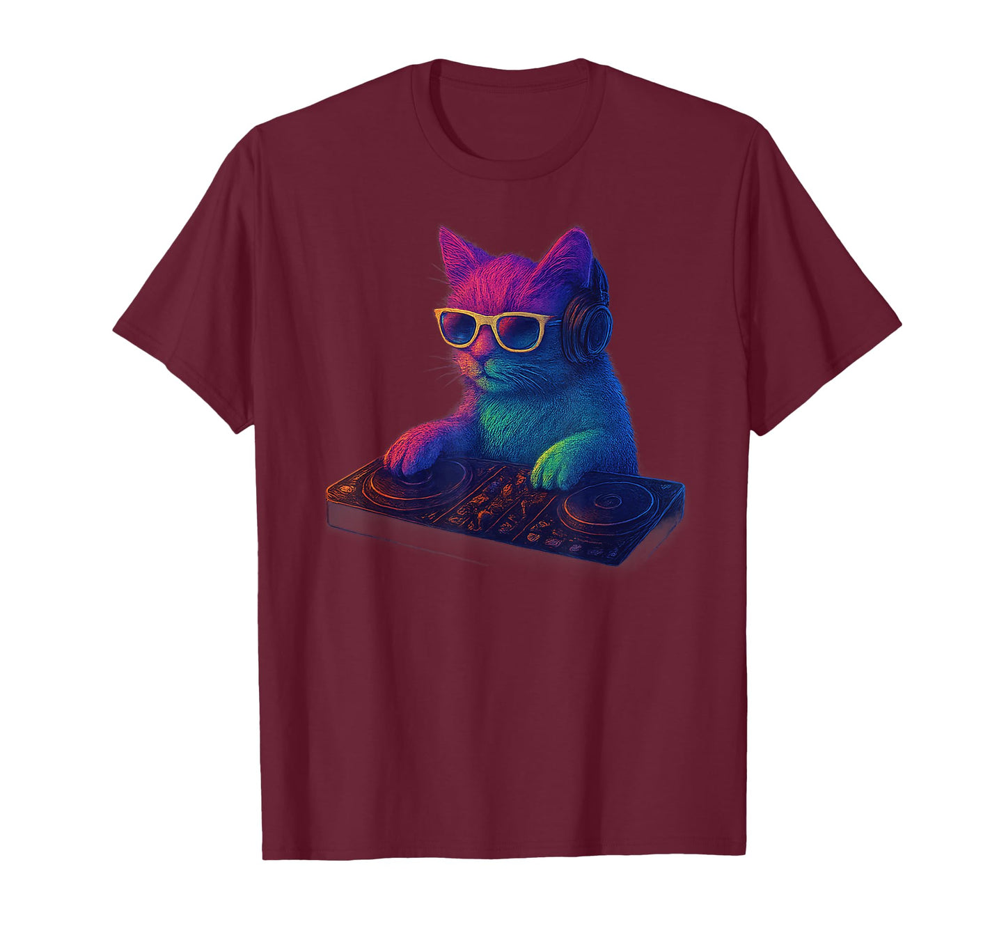 Funny Rave Cat Spinning Records Meme Men Women Kids T-Shirt