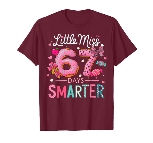 67th Day of School Little Miss 67 Days Smarter Kids Girls T-Shirt
