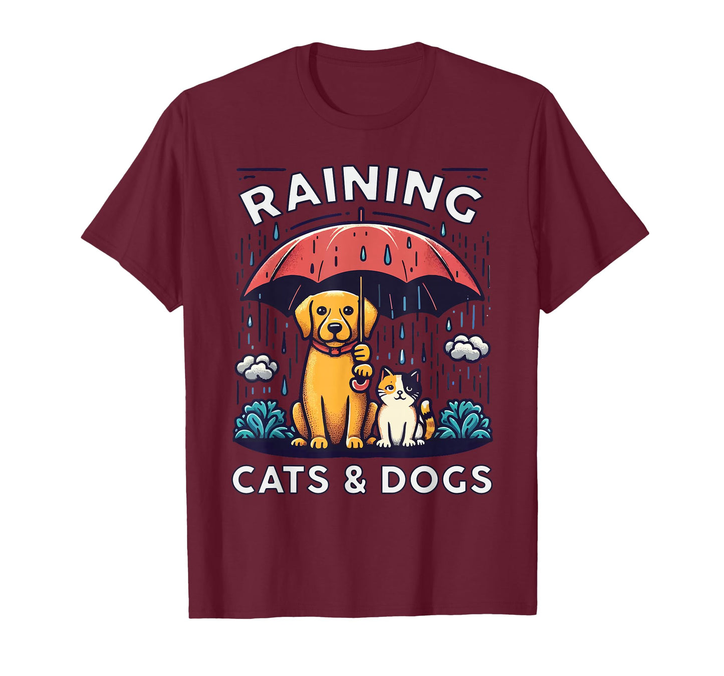 Raining Cats and Dogs Canine Feline Puppy Kitty Animal Idiom T-Shirt