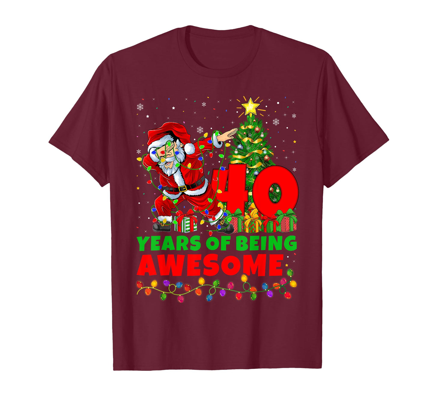 40 Years Of Being Awesome Santa 40th Birthday Christmas T-Shirt