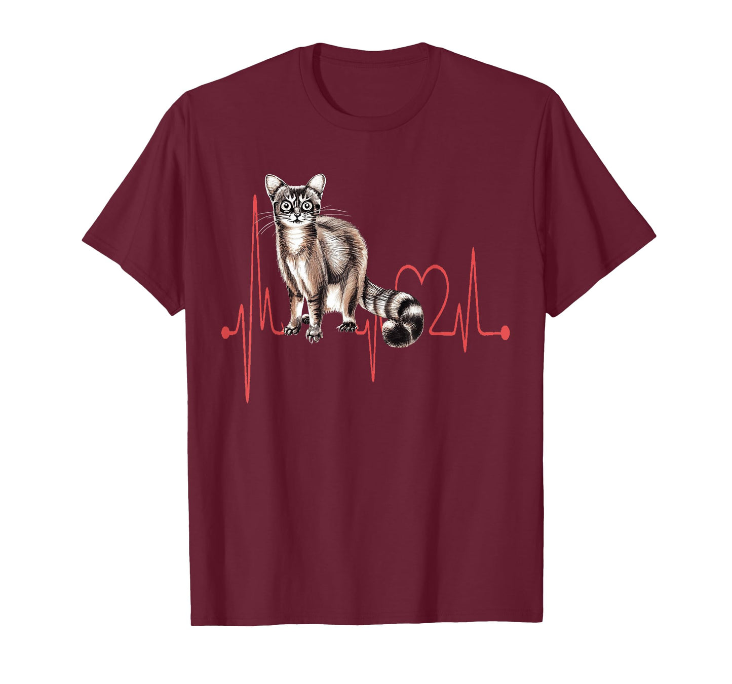 American Ringtail Cat Heartbeat EKG Funny I Love My Cat T-Shirt