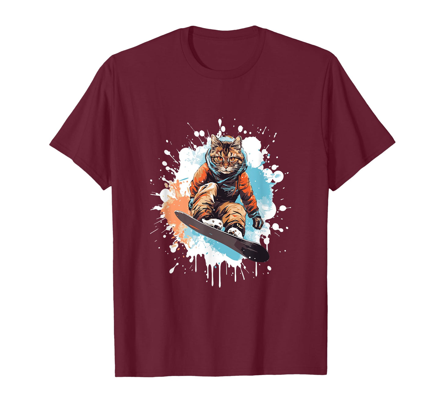 Cat Snowboarding Animal Snowboard Funny T-Shirt for Men Women Girls Kids