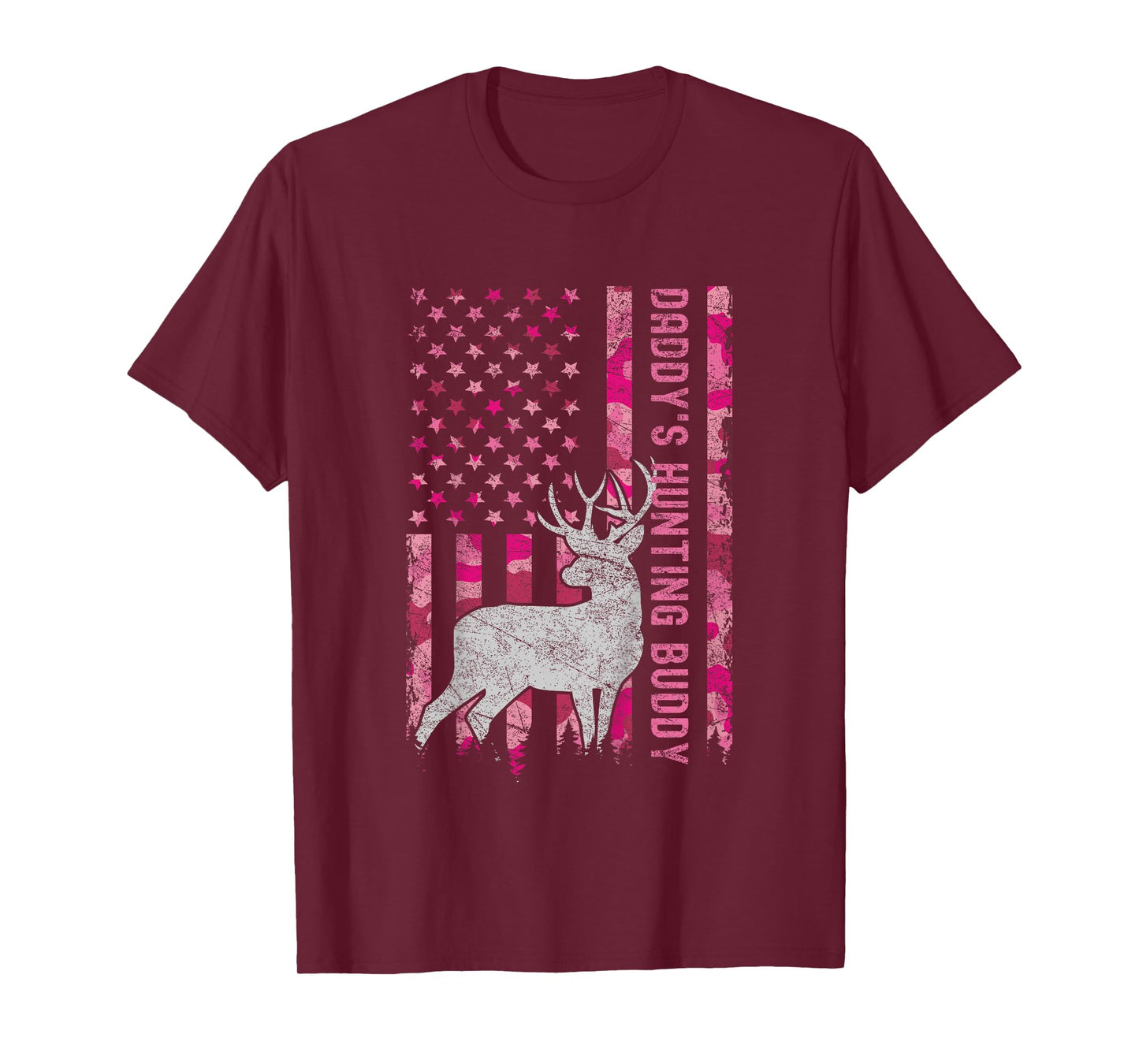 Daddy's Hunting Buddy USA Flag Pink Camo Future Hunter T-Shirt