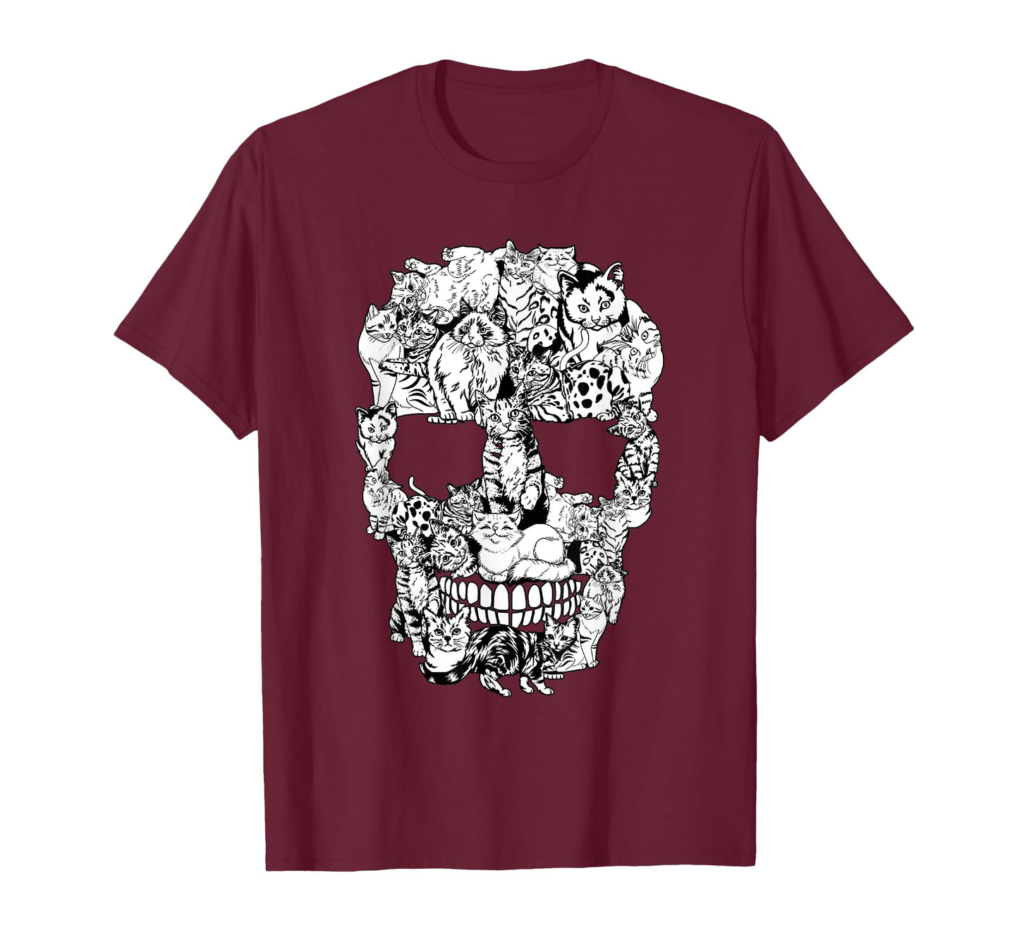 Funny Cat Skull Skeleton Halloween Costume Men Women Kids T-Shirt