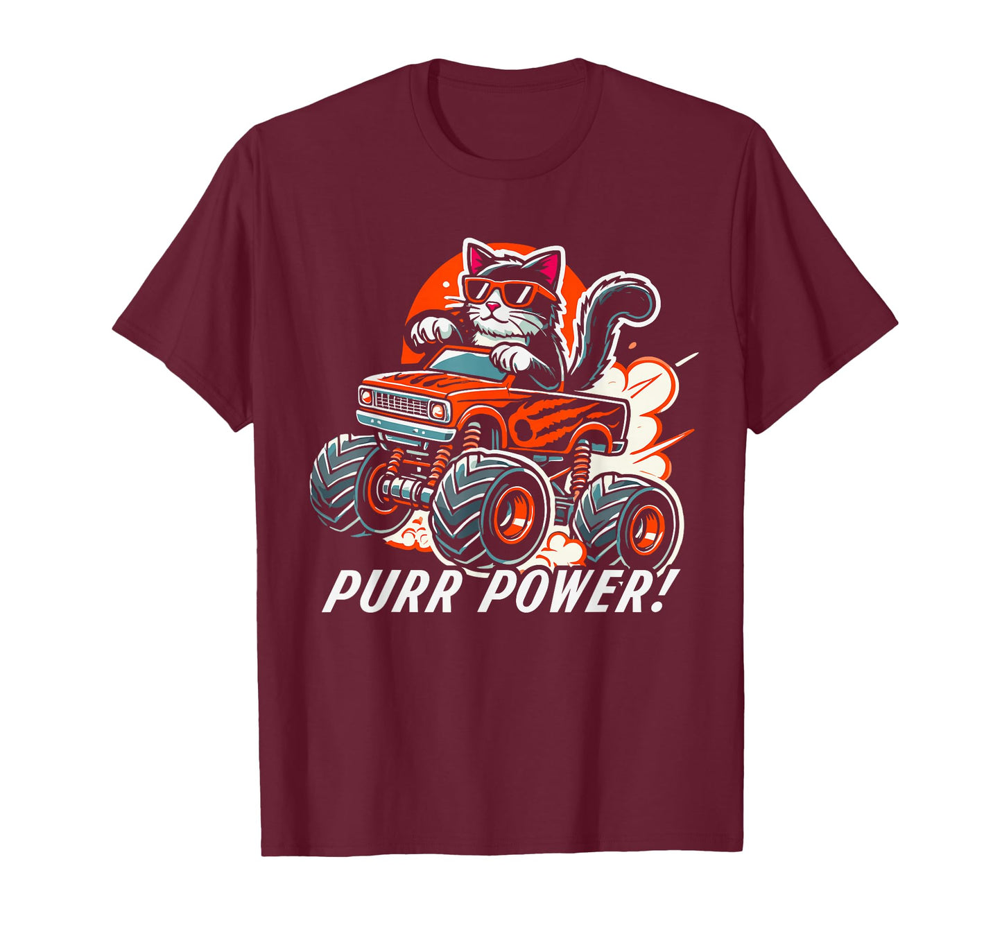 Cat Lover - Purr Power Funny Cat Monster Truck T-Shirt